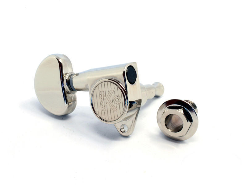 KLUSON® MACHINE HEADS MODERN ROUNDBACK® 3+3 KIDNEY BUTTON 1:18 NICKEL