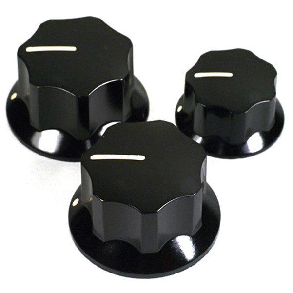 ALL PARTS® KNOB SET JAZZ BASS® STYLE 6.35mm WITH SCREW BLACK (3pcs)