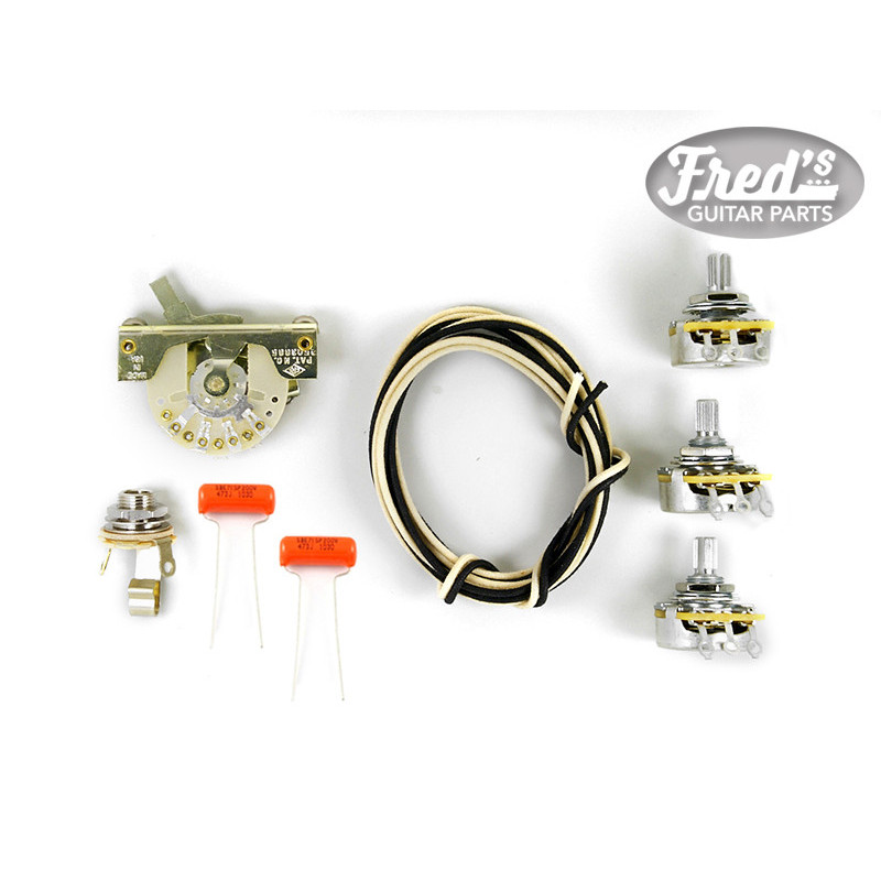 STRAT WIRING KIT (CTS POTS, CRL SWITCH, SWITCHCRAFT JACK, ETC) - Fred's Guitar Parts