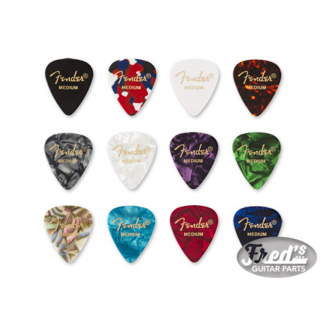 FENDER® 351 SHAPE CLASSIC CELLULOID PICKS MEDIUM MEDLEY (12 PCS